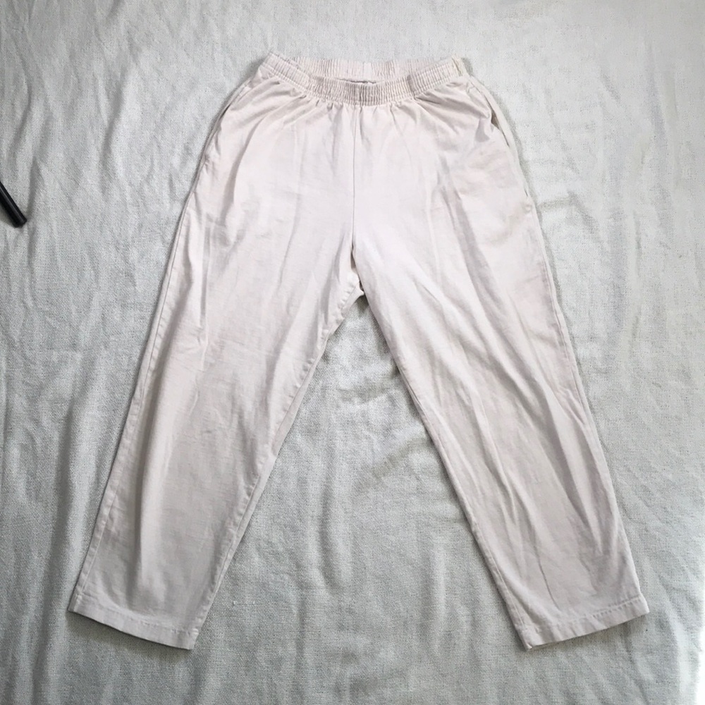 los angeles apparel cream cropped pants